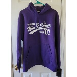 Big Cotton Gear Hoodie Colorado Rockies 2007 World Series Purple Sz XL Pullover